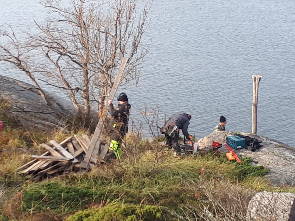 Första arbetsdagen 2018, kajakramp byggs